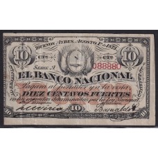 ARGENTINA 1873 BILLETE DE 10Cts FUERTES DE EL BANCO EL NACIONAL